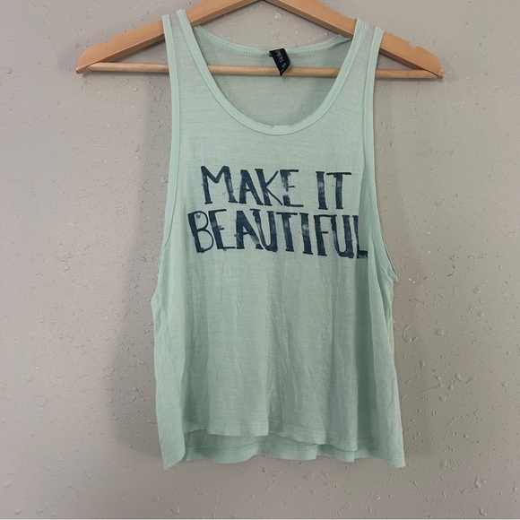 🦋 Nollie Mint Green Crop Top Make it Beautiful Casual Summer Cropped Lightweight - Picture 1 of 6